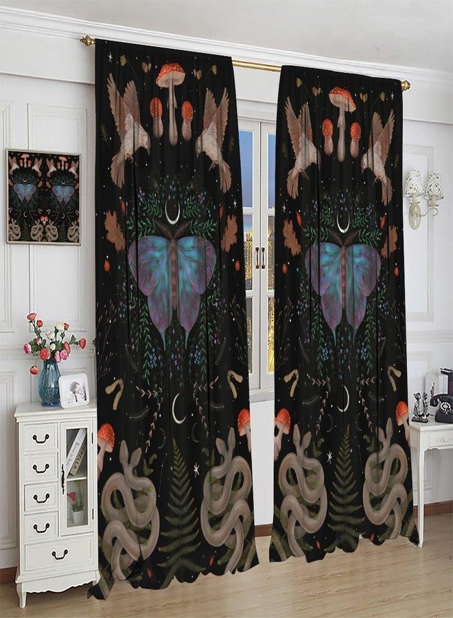 KANEPE Snake Curtains, Vintage Snake Mushroom Botanical Moth Gothic Style Window Treatments, Rod Pocket Thermal Insulated Drapes 2 Panel Sets for Bedroom Living Room Kitchen, 42" W x 45" L【Decor】 - Image 5